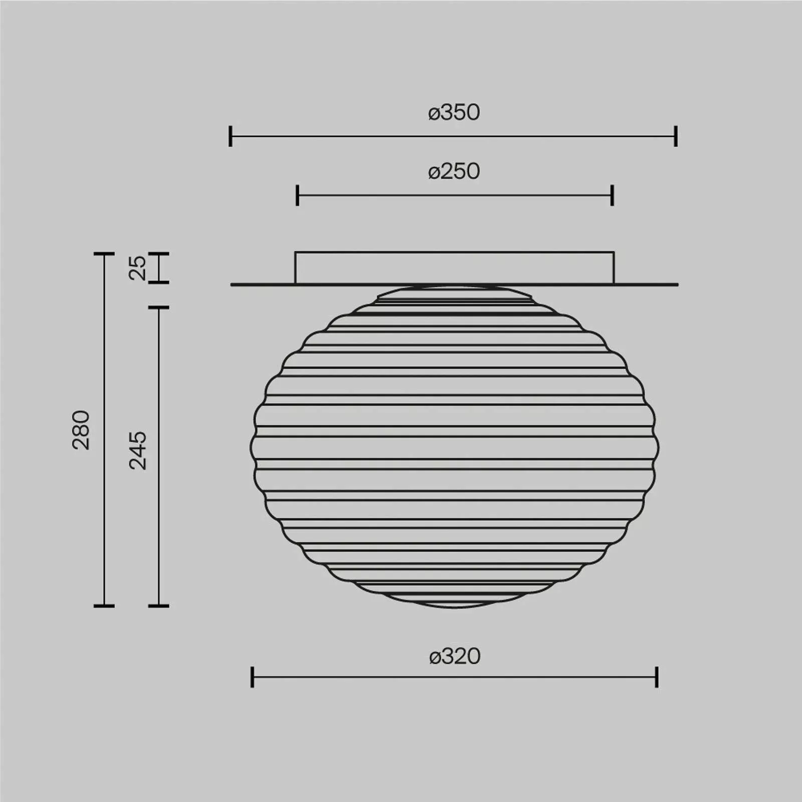 Maytoni Deckenleuchte Reels, schwarz / grau, Ø 35 cm, Glas günstig online kaufen