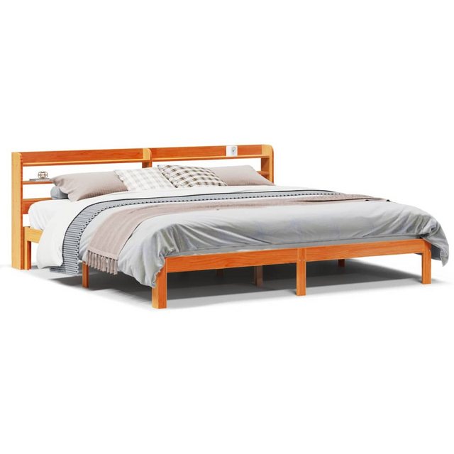 vidaXL Bett, Massivholzbett ohne Matratze Wachsbraun 180x200 Kiefernholz günstig online kaufen