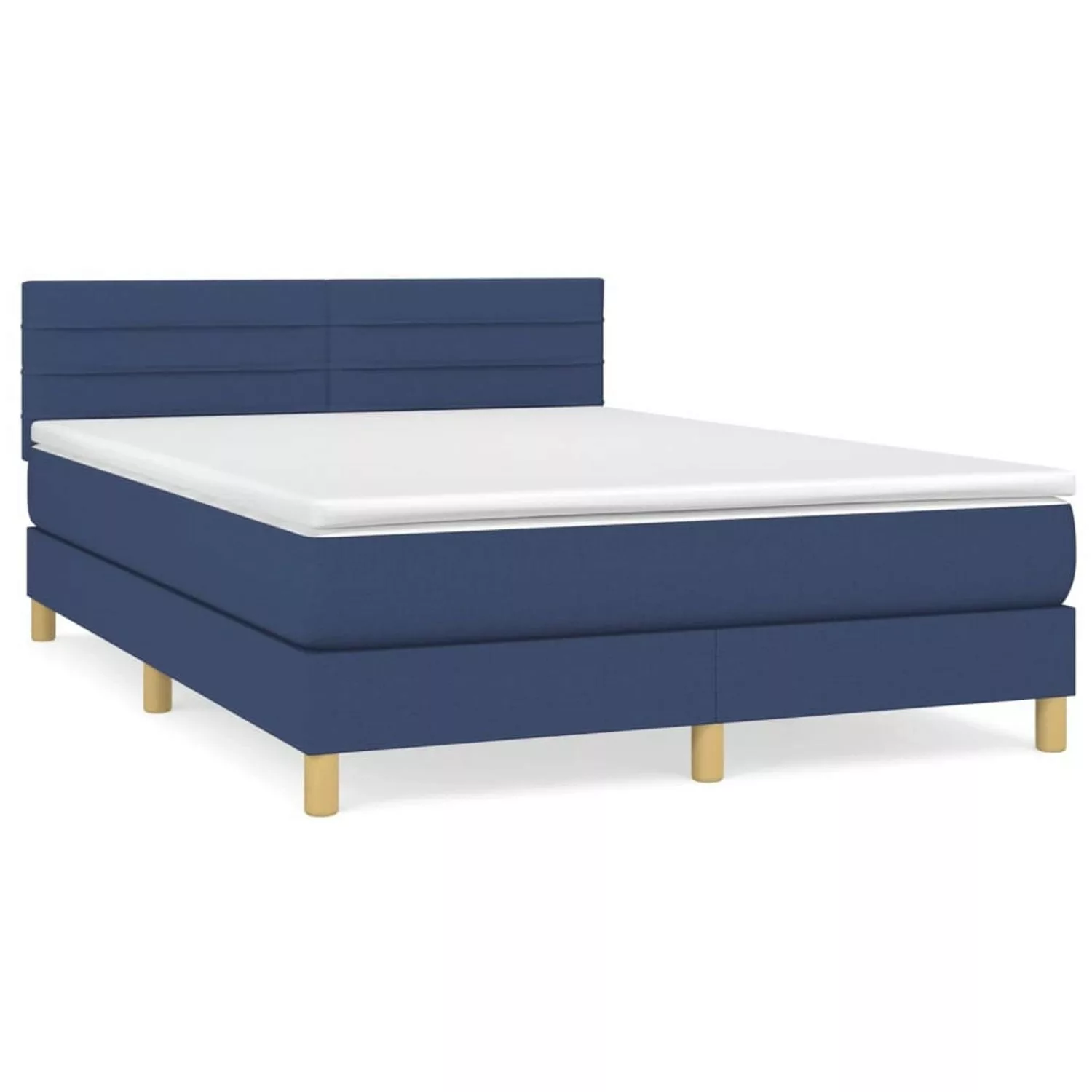 vidaXL Boxspringbett mit Matratze Blau 140x190 cm Stoff1466000 günstig online kaufen