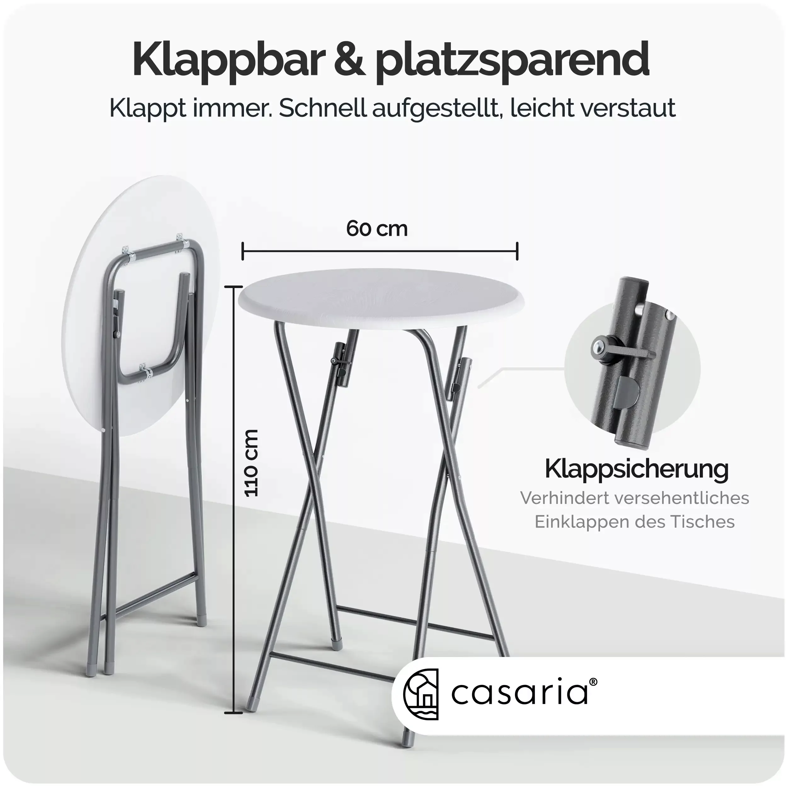 Stehtisch Weiß Holzdekor Ø60cm klappbar günstig online kaufen