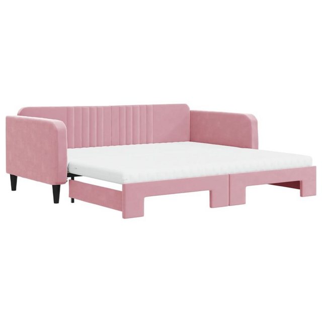 vidaXL Bett Tagesbett Ausziehbar mit Matratzen Rosa 100x200 cm Samt günstig online kaufen