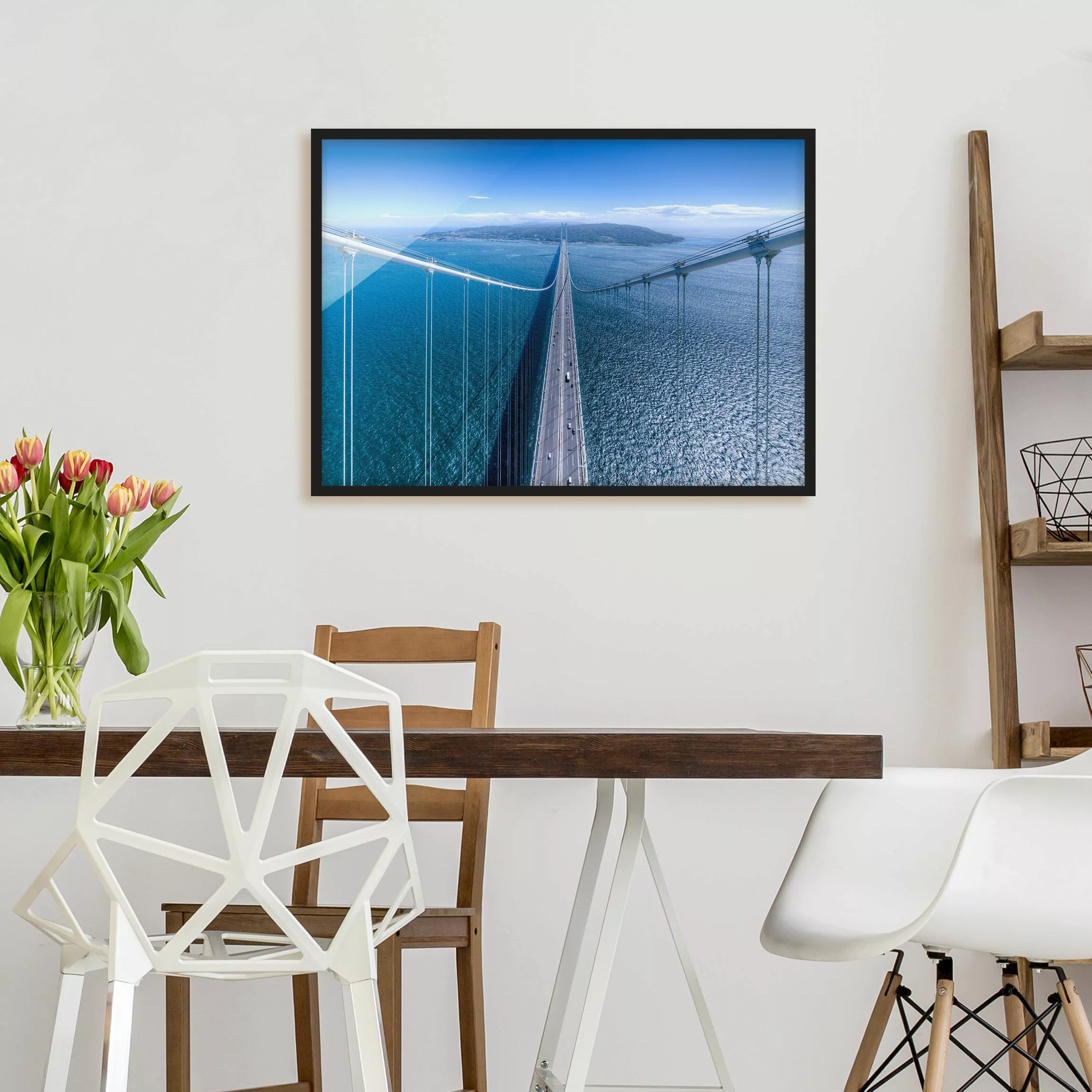 Bild mit Rahmen Architektur & Skyline - Querformat Brücke zur Insel günstig online kaufen