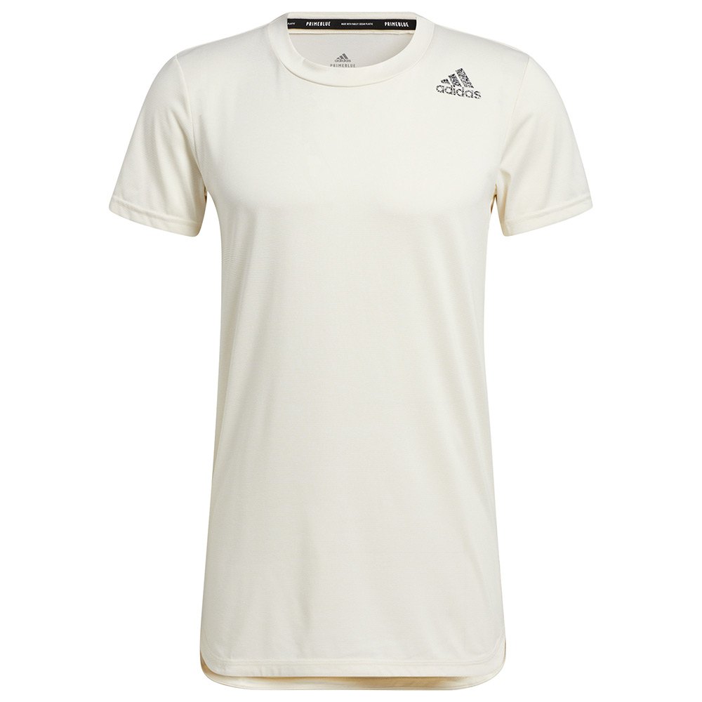 adidas – Yoga – T-Shirt in Beige mit drei farblich abgestimmten Streifen hi günstig online kaufen