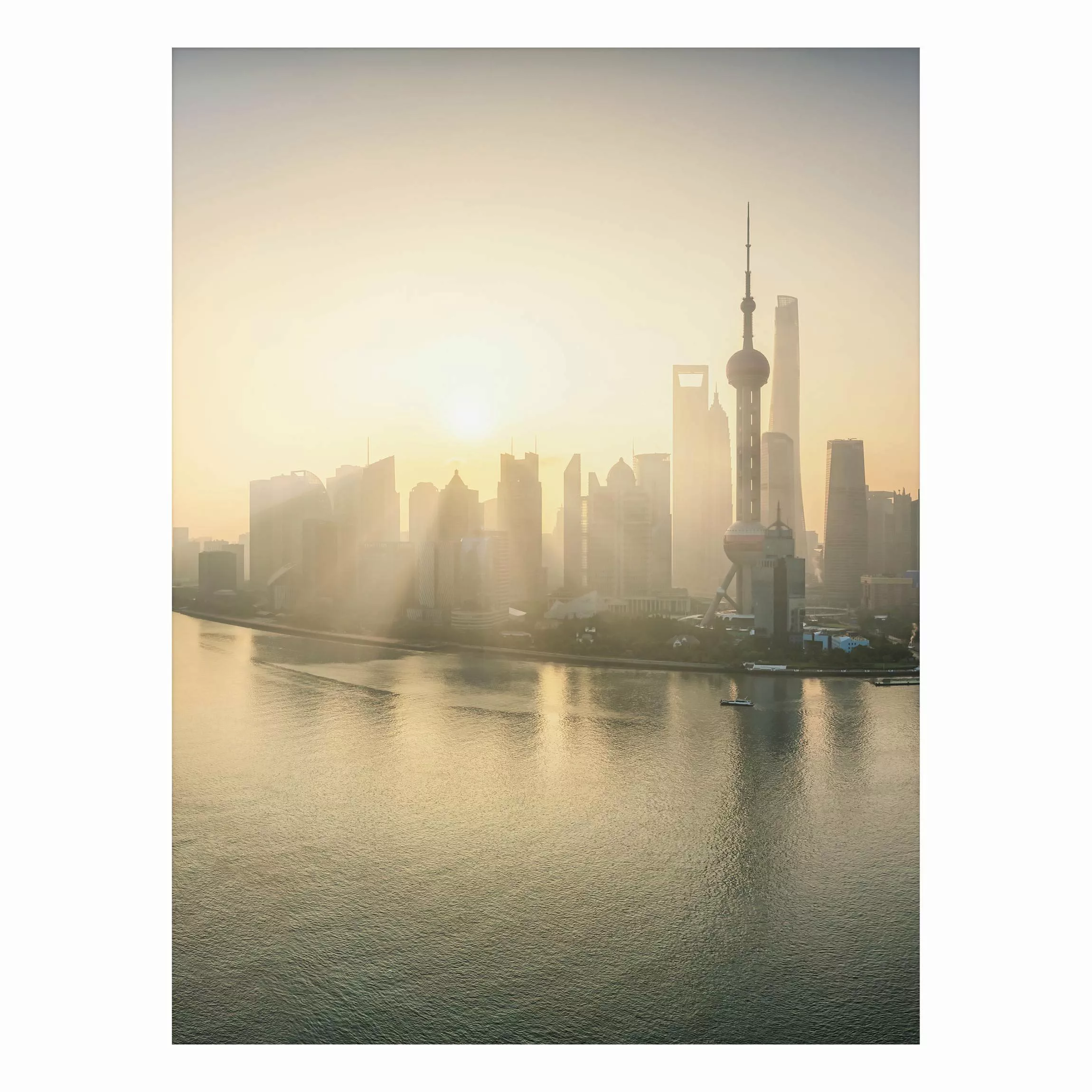 Alu-Dibond Bild Pudong bei Sonnenaufgang günstig online kaufen