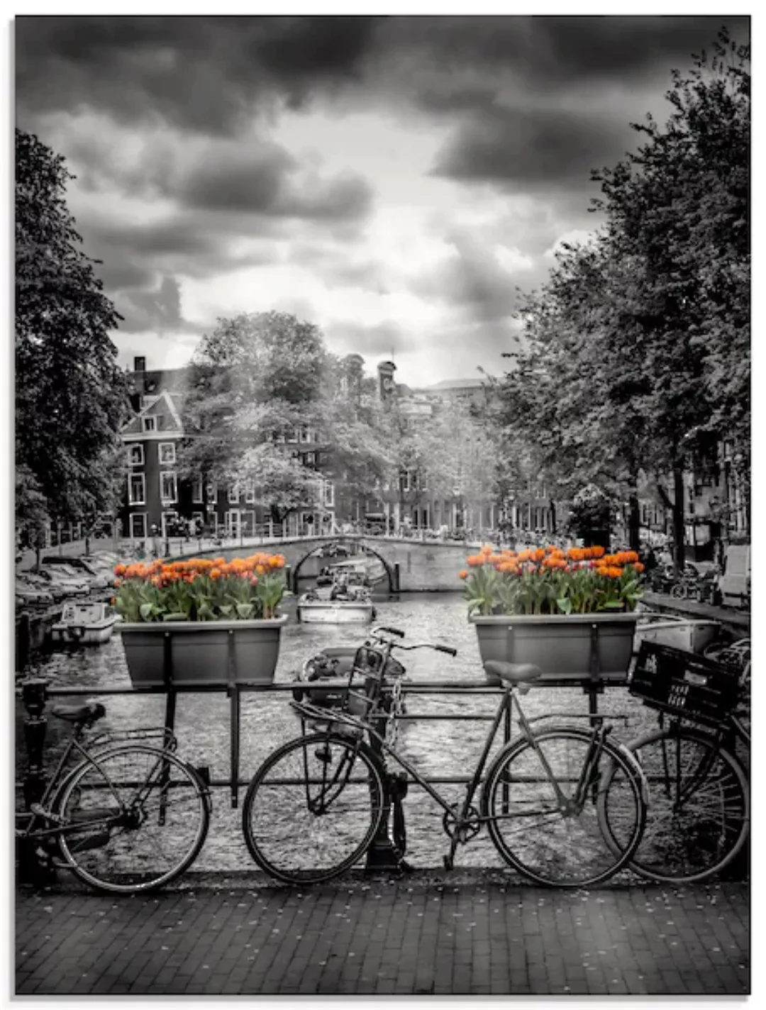 Artland Glasbild "Amsterdam Herengracht & Sonnenstrahlen", Fahrräder, (1 St günstig online kaufen