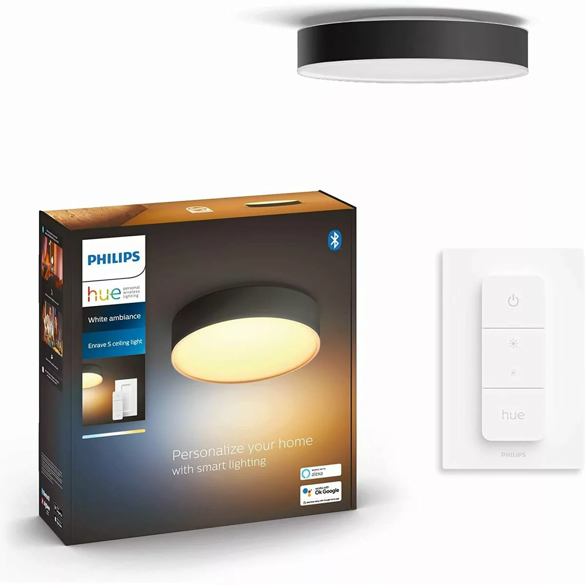 Philips Hue Enrave LED-Deckenlampe 26,1cm schwarz günstig online kaufen