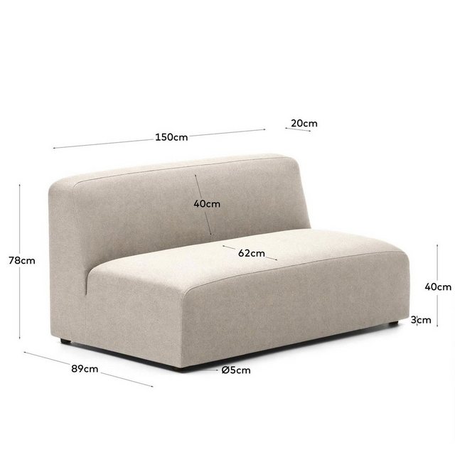 Natur24 Sofa 2-Sitzer-Modul Neom 150x 78 x 89 cm Beige Sitzgelegenheit Modu günstig online kaufen