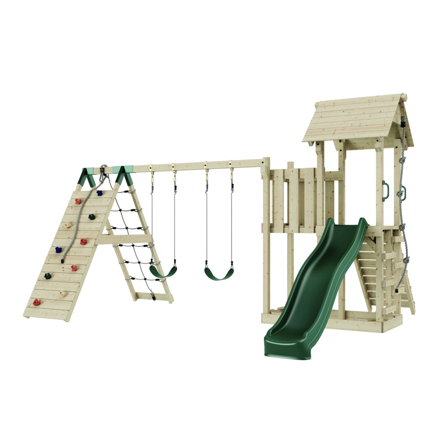 OutdoorToys Spielturm Roskilde mit Kinderschaukel Dunkelgrün günstig online kaufen