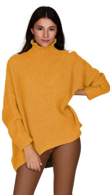 Charis Moda Longpullover Strickpullover Turtelneck Vorne kurz Hinten lang C günstig online kaufen