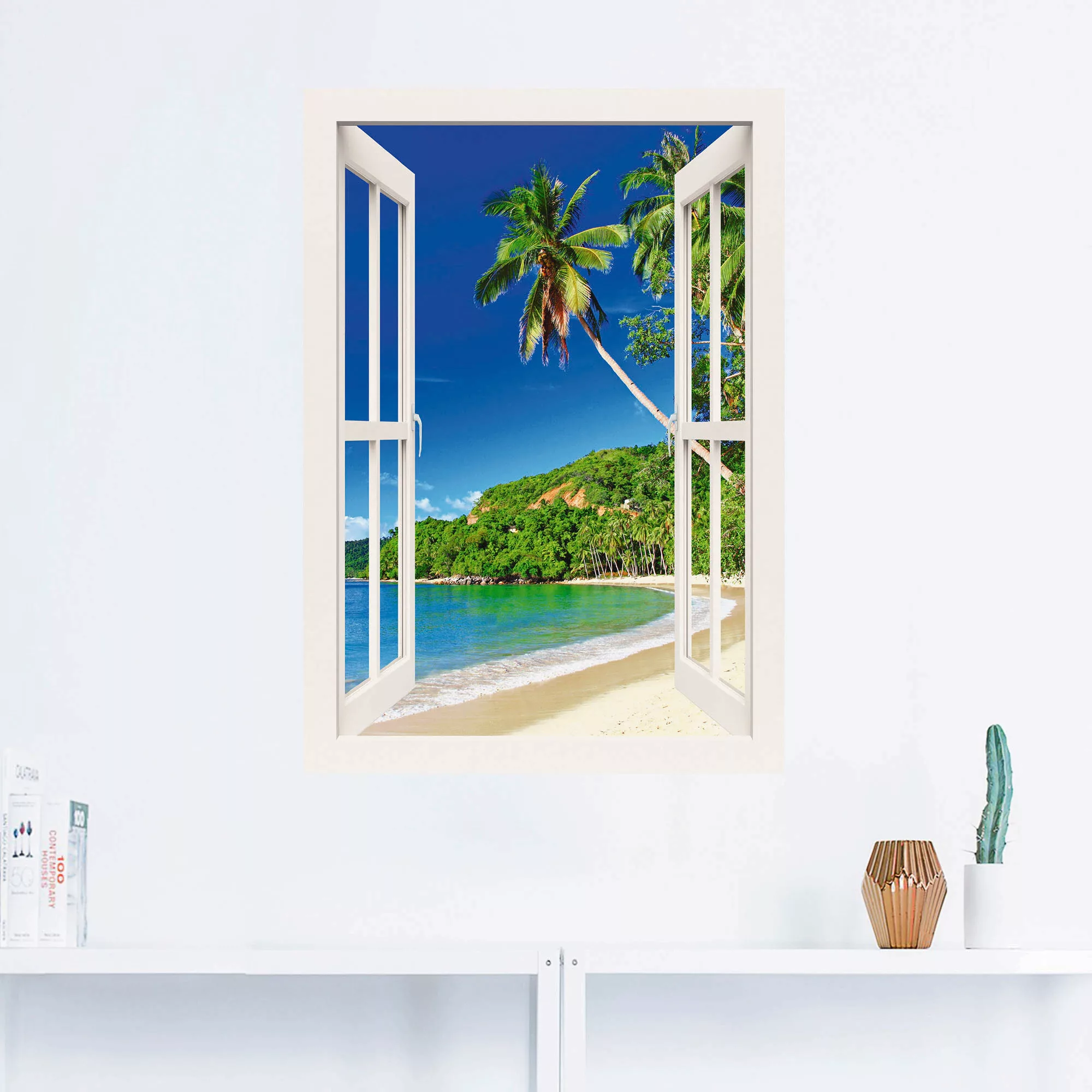 Artland Wandbild "Fensterblick Paradies", Fensterblick, (1 St.), als Alubil günstig online kaufen