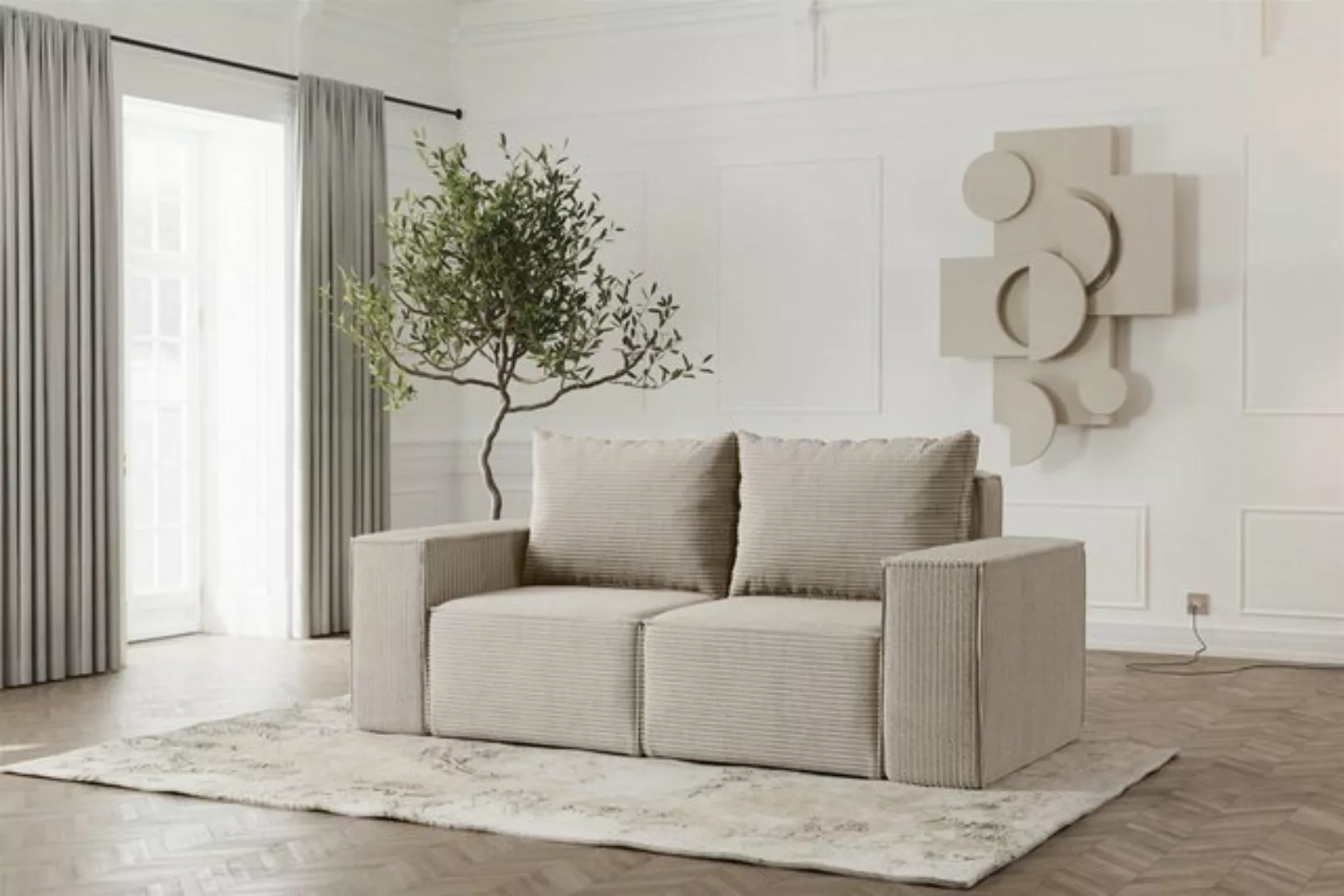 Fun Möbel 2-Sitzer Sofa Designersofa ESTELLE 2-Sitzer in Stoff, Rücken echt günstig online kaufen