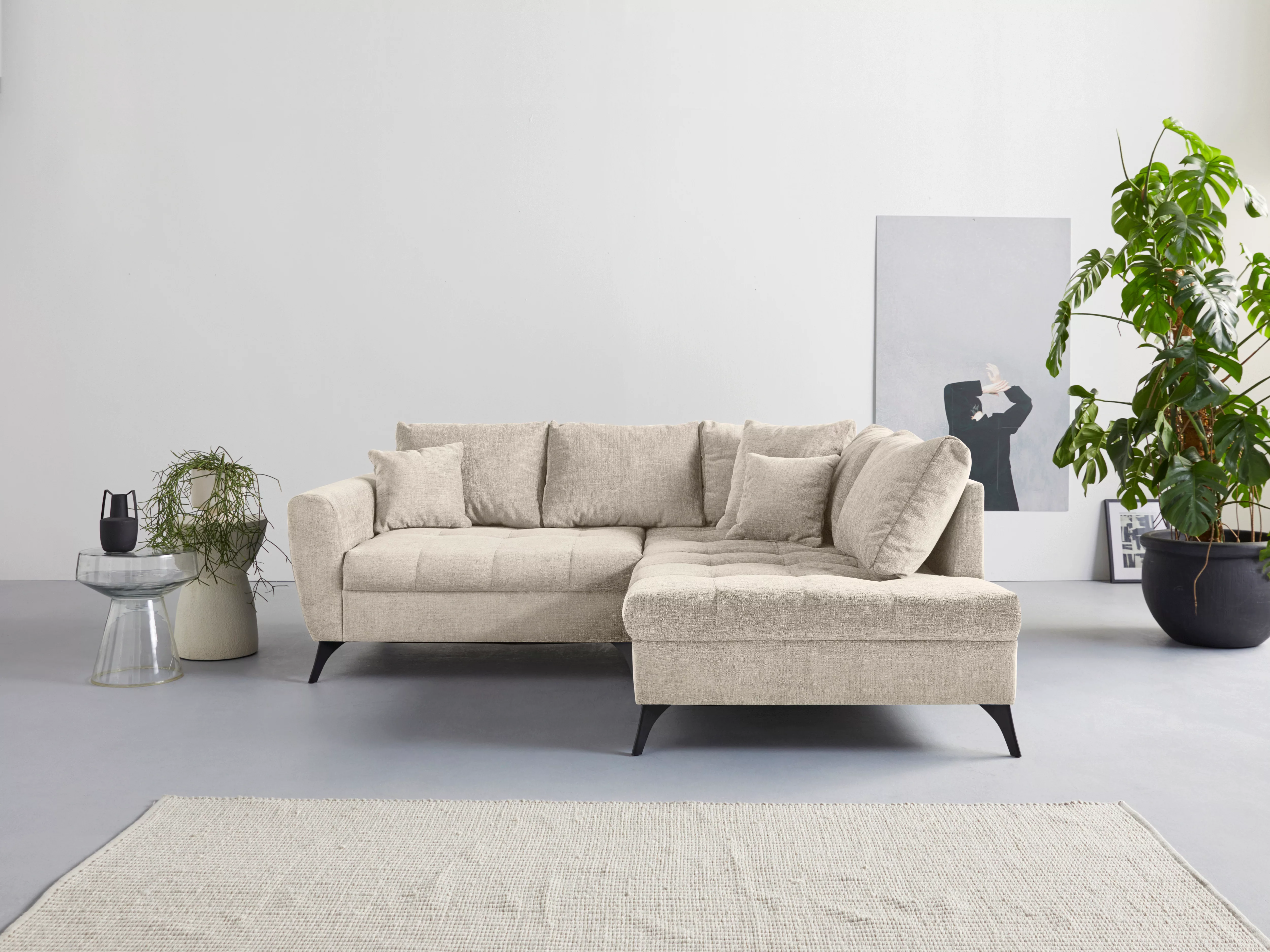 INOSIGN Ecksofa "Lörby L-Form", auch mit Aqua clean-Bezug, feine Steppung i günstig online kaufen