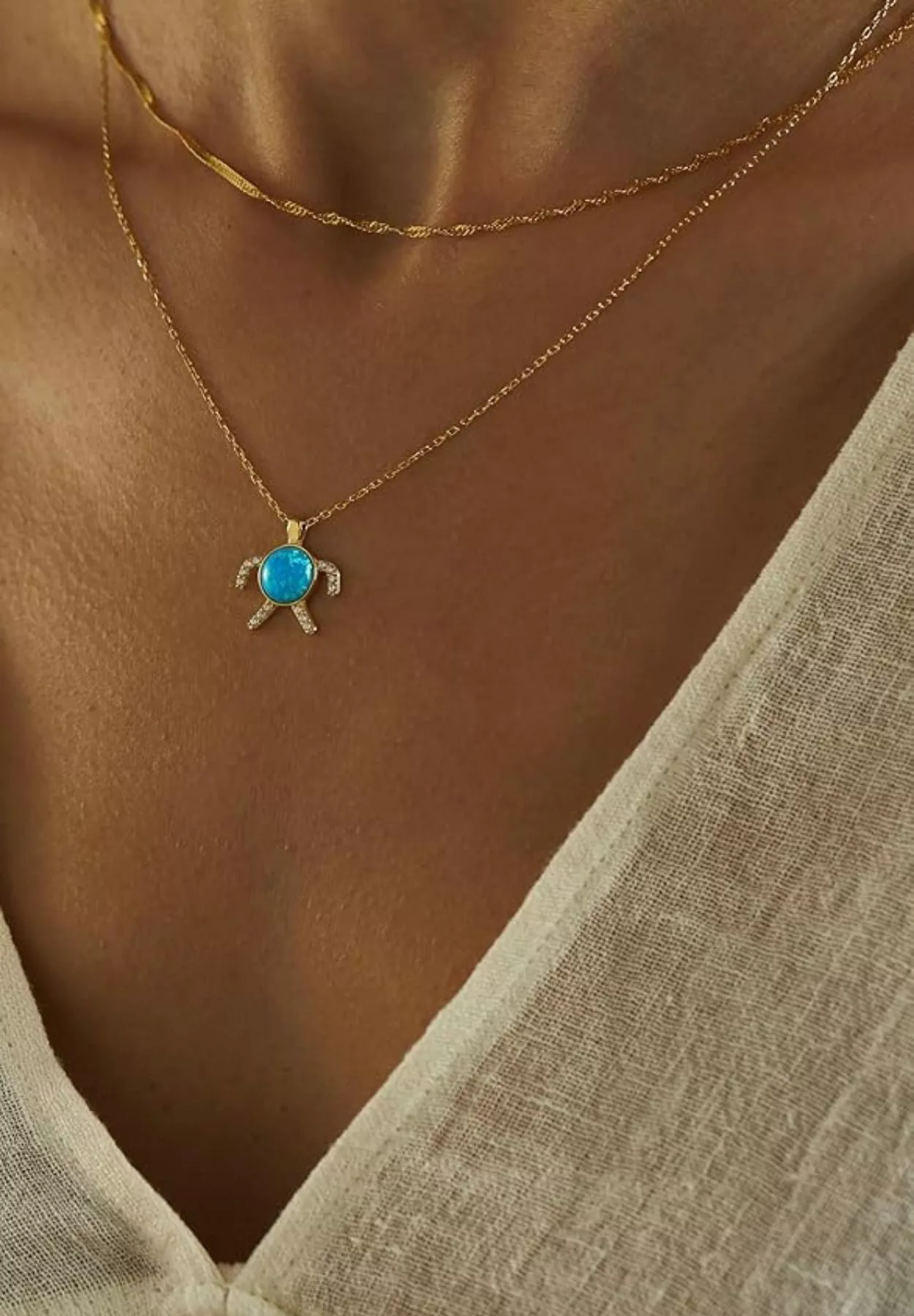 Einzelstück Kette mit Anhänger Halskette Opal günstig online kaufen