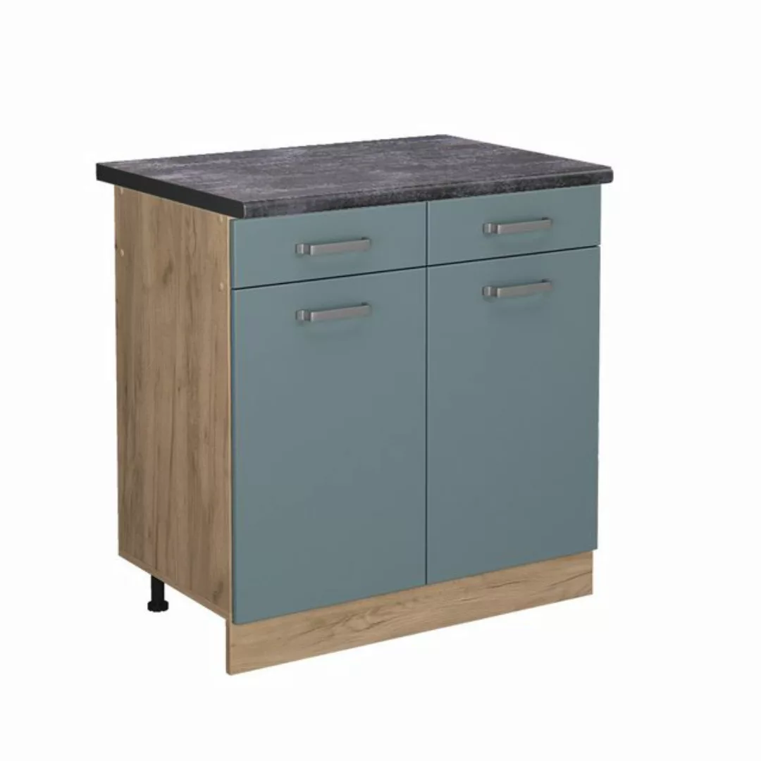 Vicco Unterschrank R-Line, Blau-Grau/Goldkraft Eiche, 80 cm, AP Anthrazit günstig online kaufen