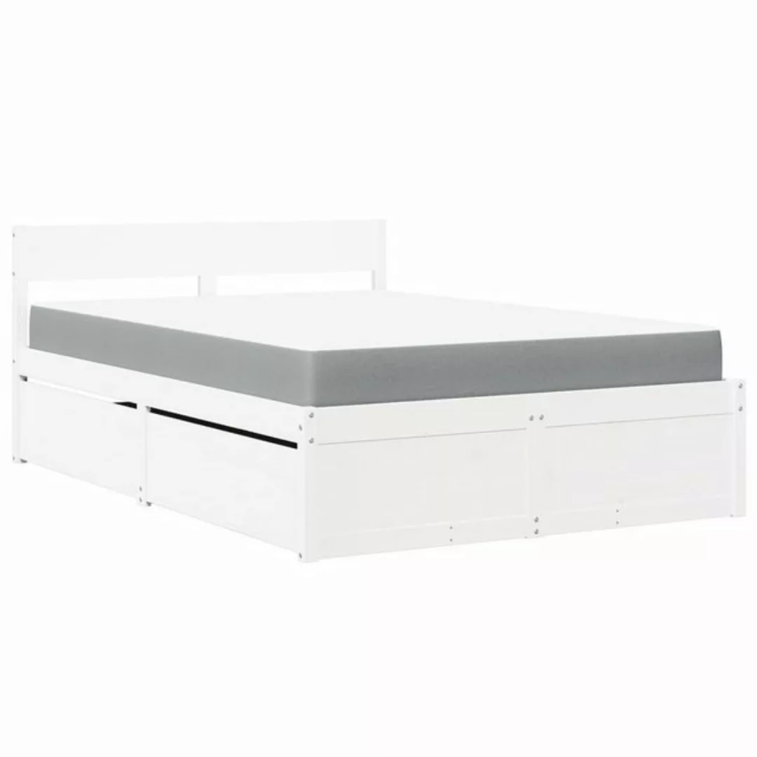 vidaXL Bett Bett mit Schubladen und Matratze Weiß 120x190 cm Massivholz günstig online kaufen