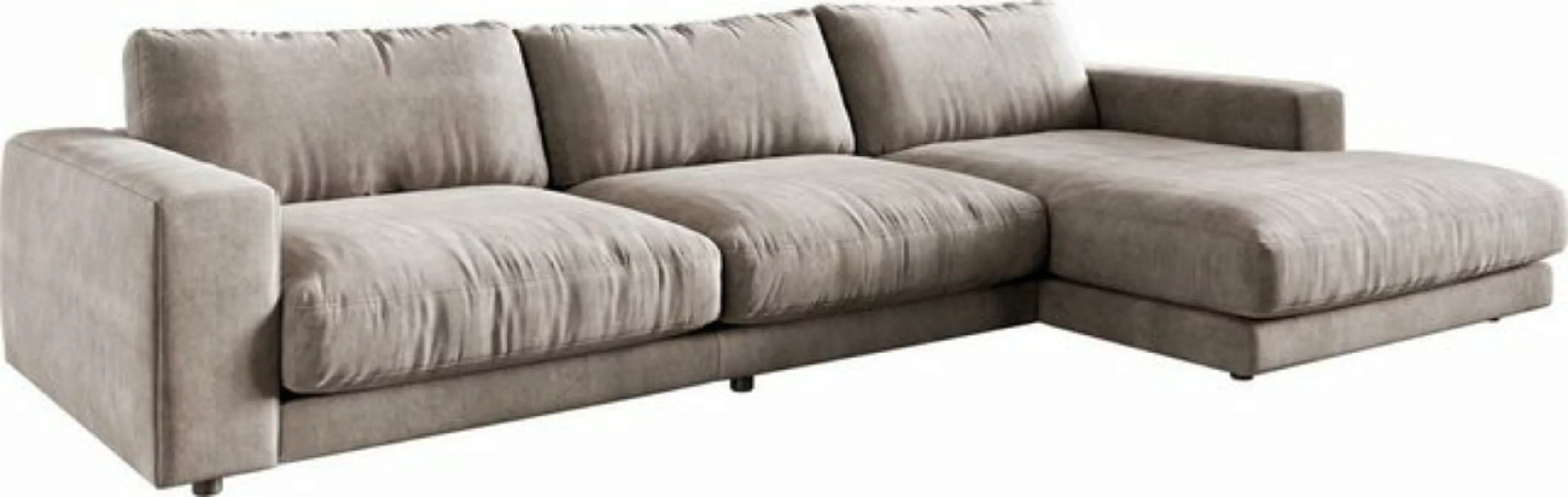 DELIFE Ecksofa Cubico, Samt Silbergrau 350x190 cm Recamiere rechts Ecksofa günstig online kaufen