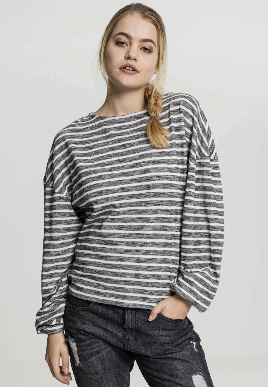 URBAN CLASSICS Sweater Urban Classics Damen Ladies Oversize Stripe Pullover günstig online kaufen