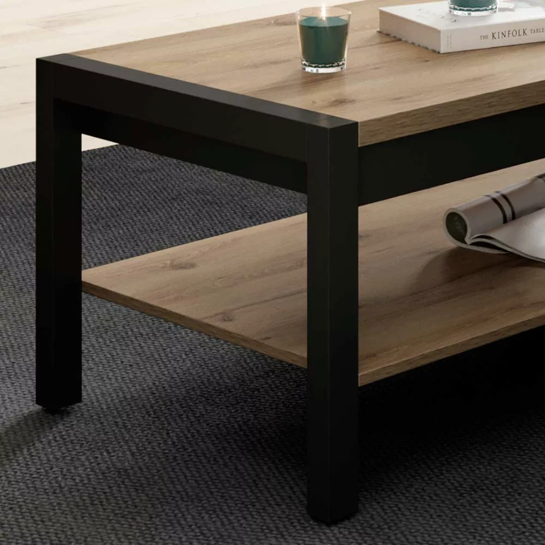 Bicolor Sofa Tisch in Wildeichefarben Schwarz günstig online kaufen