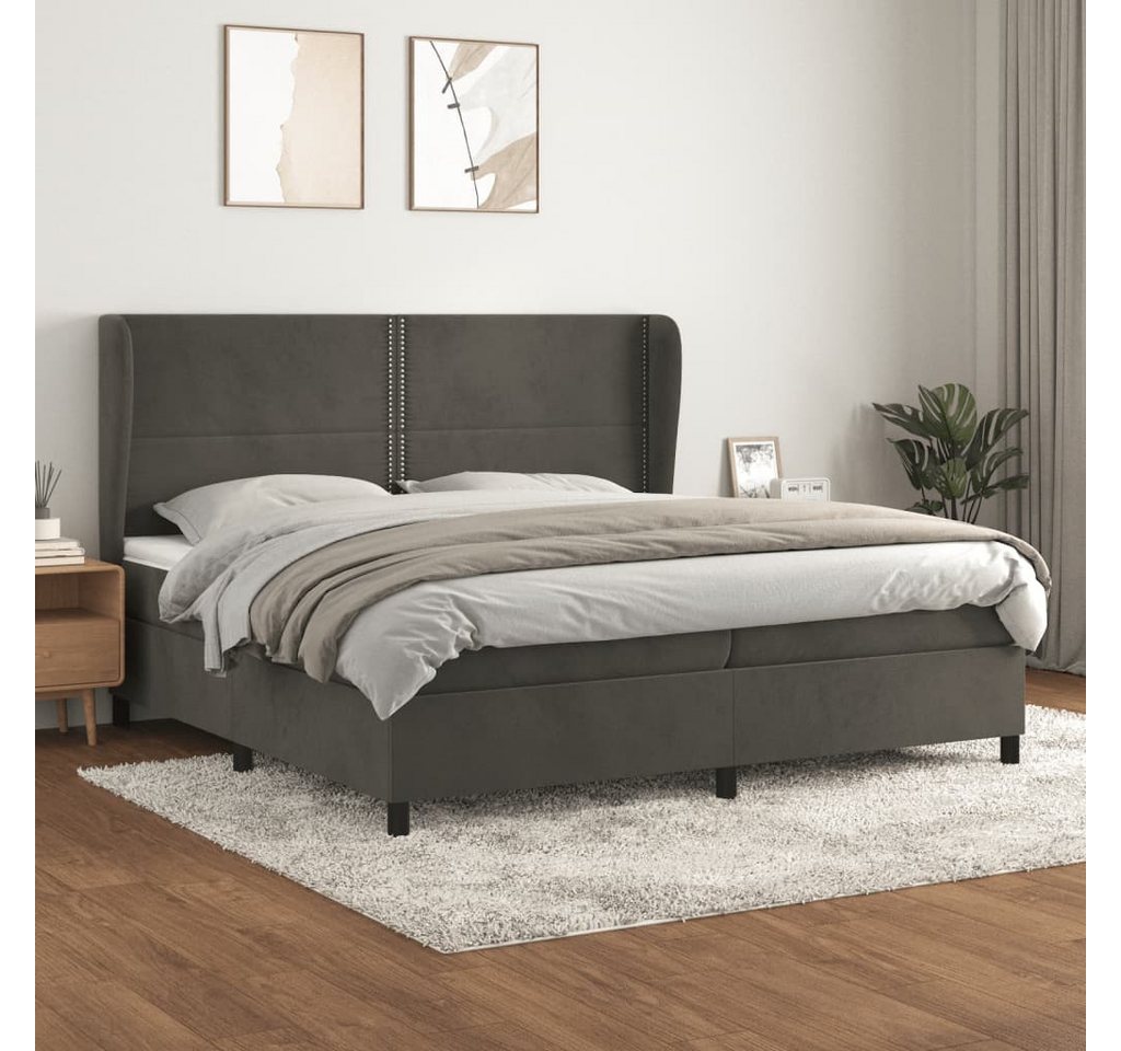 vidaXL Boxspringbett Boxspringbett mit Matratze Dunkelgrau 200x200 cm Samt günstig online kaufen