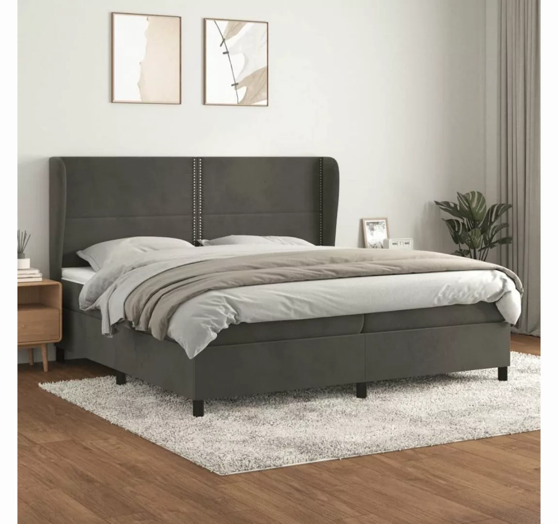 vidaXL Boxspringbett Boxspringbett mit Matratze Dunkelgrau 200x200 cm Samt günstig online kaufen