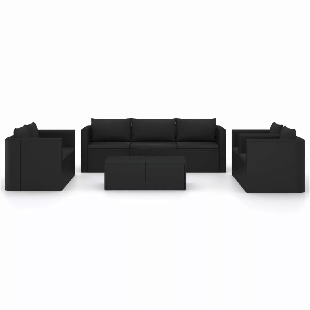 9-tlg. Garten-lounge-set Mit Kissen Poly Rattan Schwarz günstig online kaufen