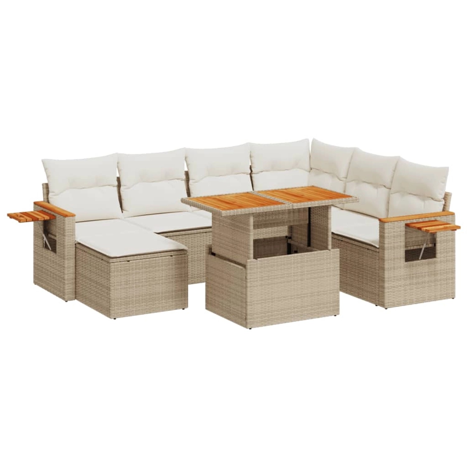 vidaXL 8-Tlg Garten-Sofagarnitur mit Kissen Beige Poly Rattan 3273634 günstig online kaufen
