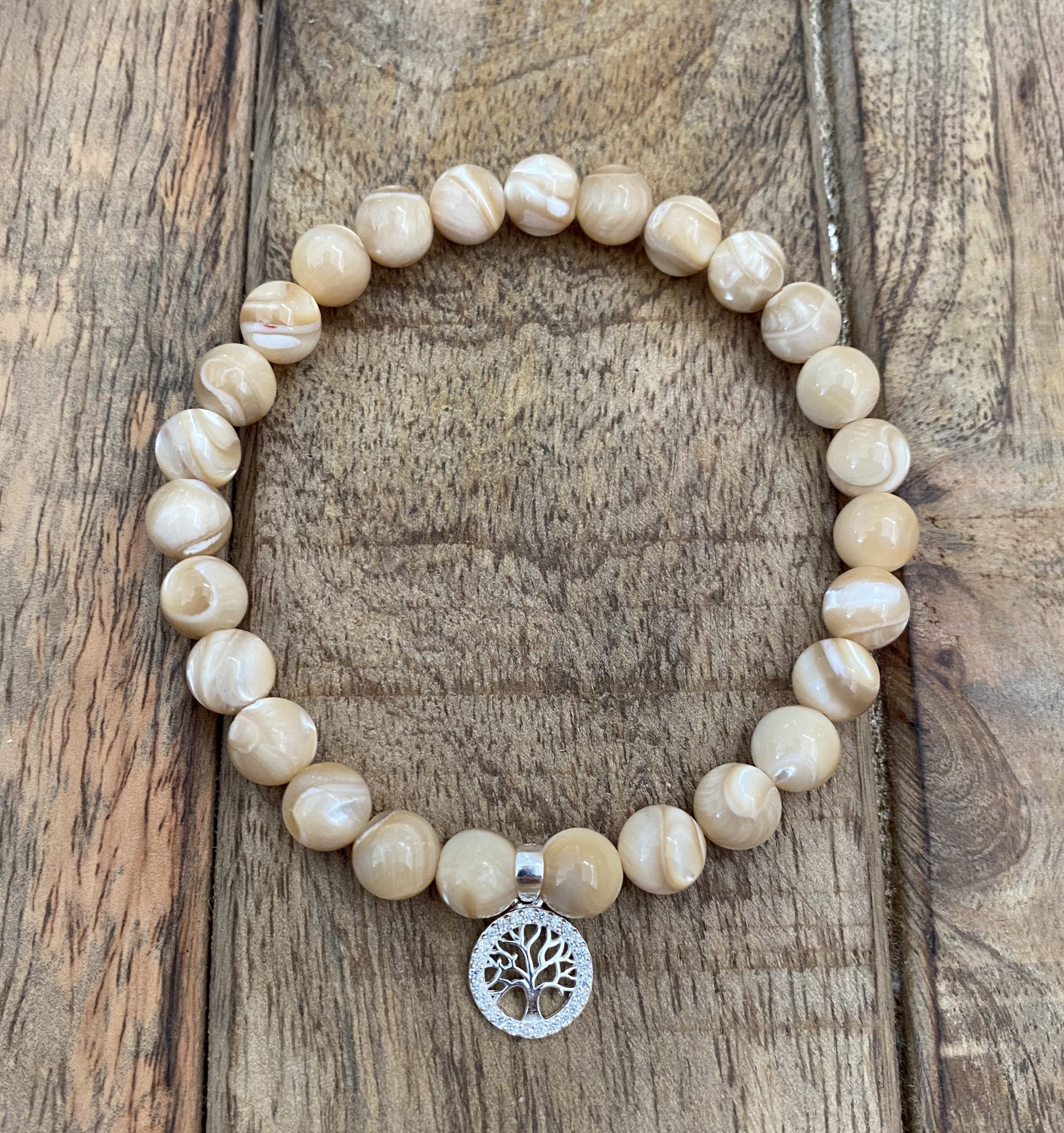 NAHLE Perlenarmband Silber Lebensbaum Perlmutt Naturstein günstig online kaufen