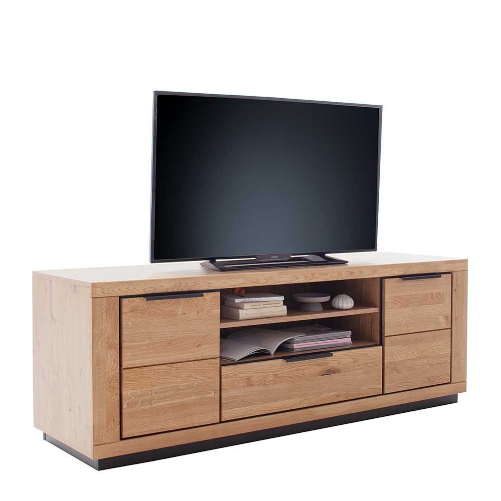 TV Lowboard aus MDF und Massivholz Metallgriffen günstig online kaufen