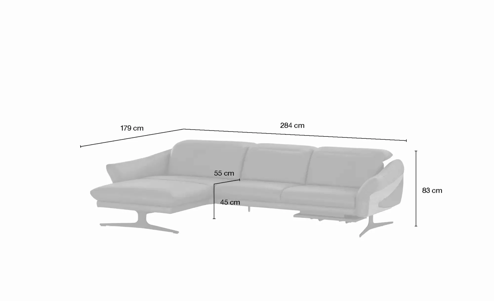 himolla Ecksofa aus Echtleder 1059 ¦ gelb ¦ Maße (cm): B: 284 H: 83 T: 179. günstig online kaufen