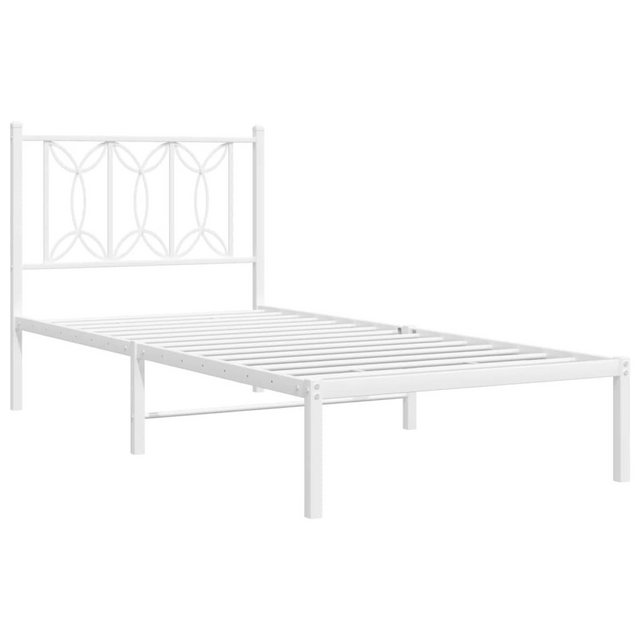 vidaXL Bett Bettgestell mit Kopfteil Metall Weiß 90x200 cm günstig online kaufen