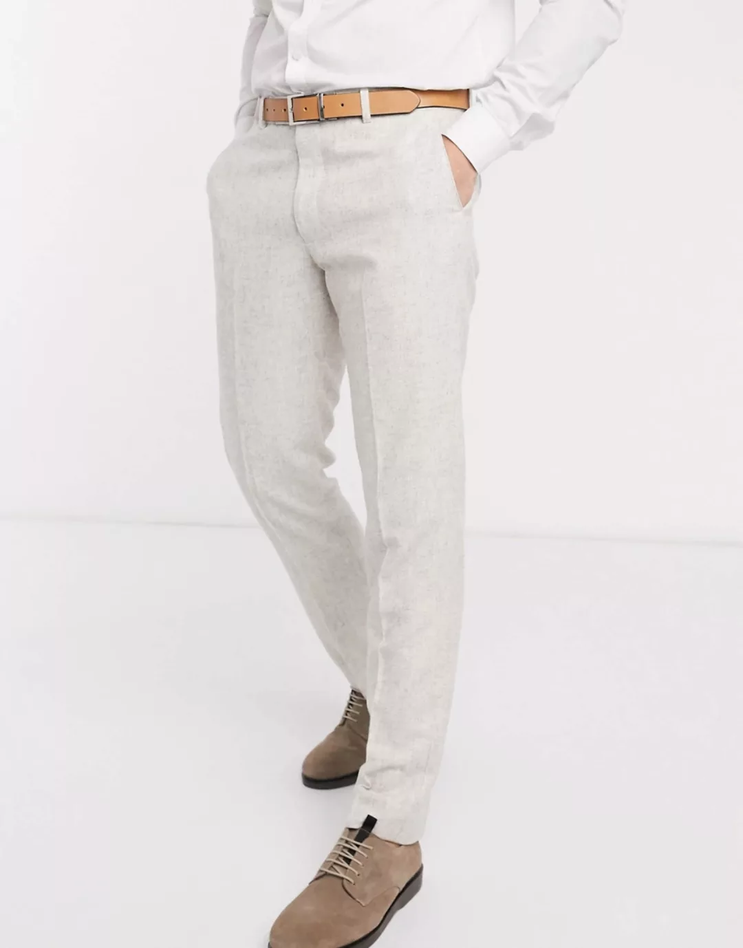 Harry Brown – Wedding – Tweed-Anzughose mit schmalem Schnitt-Neutral günstig online kaufen