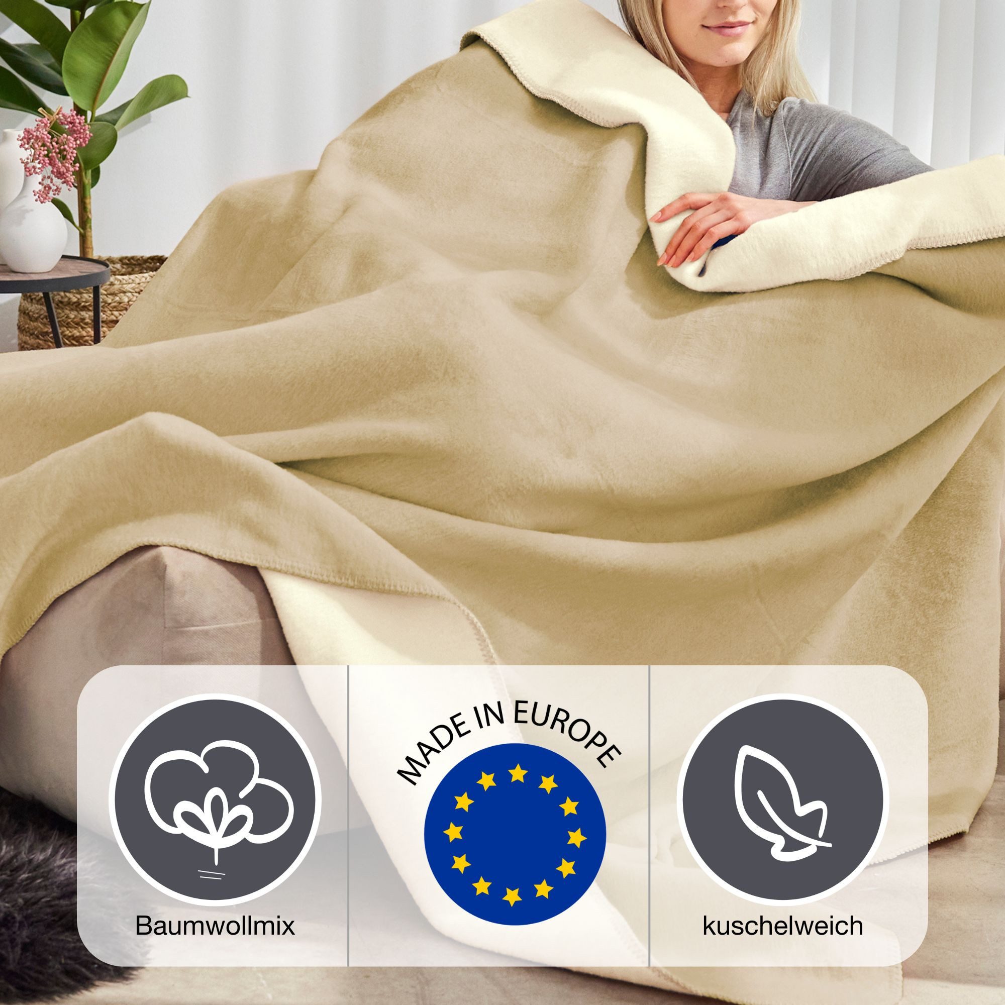 IBENA Wohndecke »Wohndecke Doubleface Dublin«, in trendigen Farben günstig online kaufen