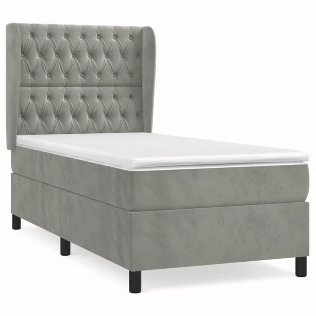 vidaXL Bettgestell Boxspringbett mit Matratze Hellgrau 90x190 cm Samt Bett günstig online kaufen