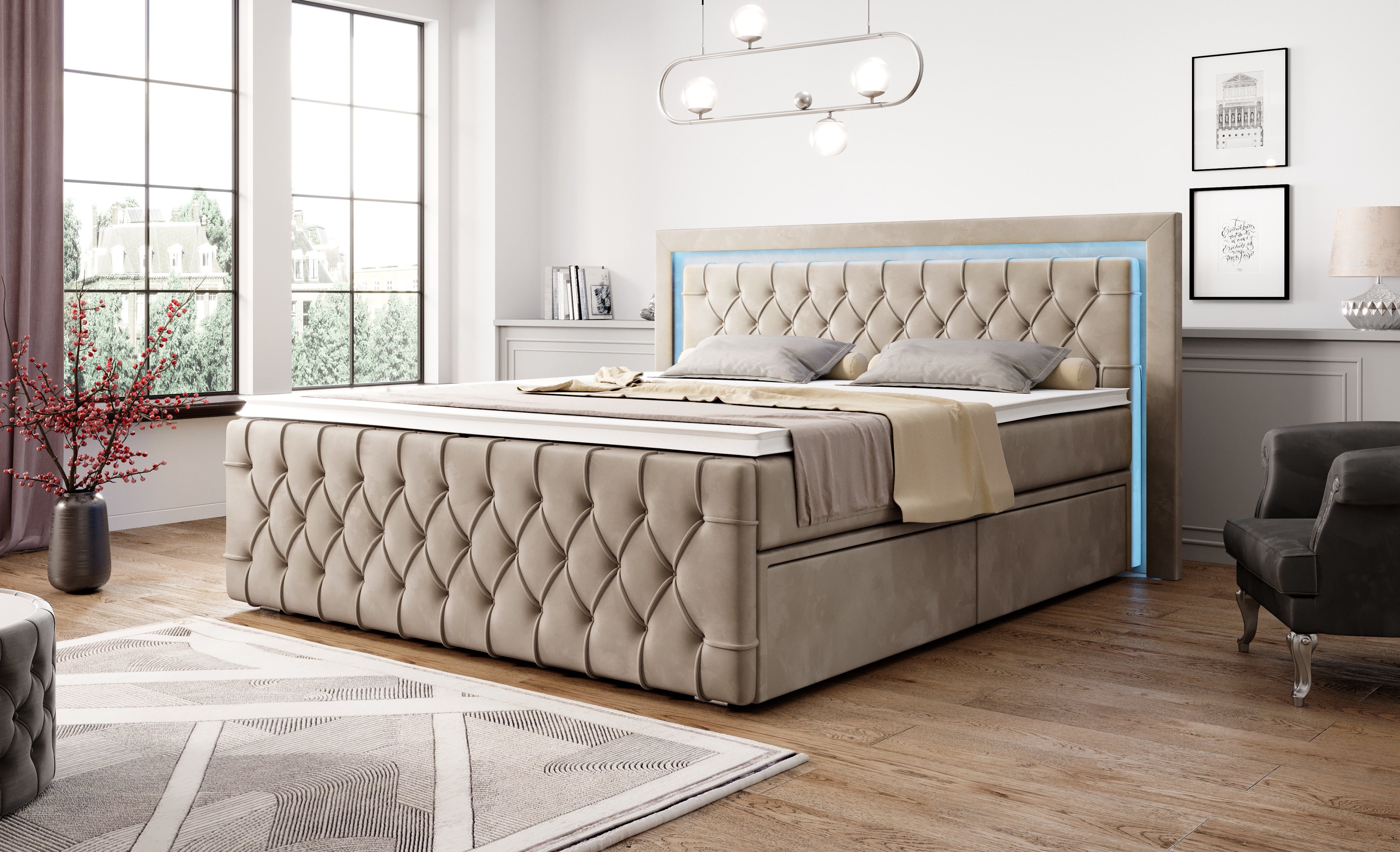 PROMETO Möbel Boxspringbett Arosa - Schubladen, günstig online kaufen