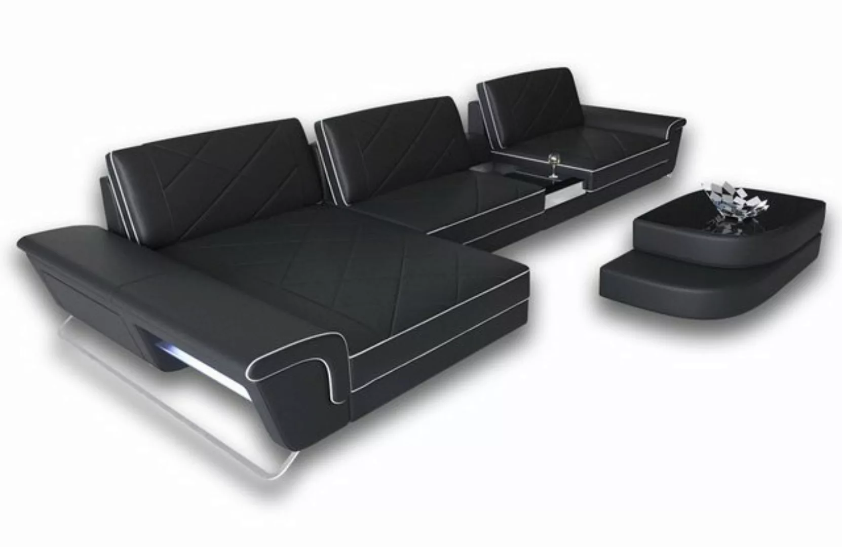 Sofa Dreams Ecksofa Leder Sofa Bari L Form Ledersofa, Couch, mit LED, verst günstig online kaufen