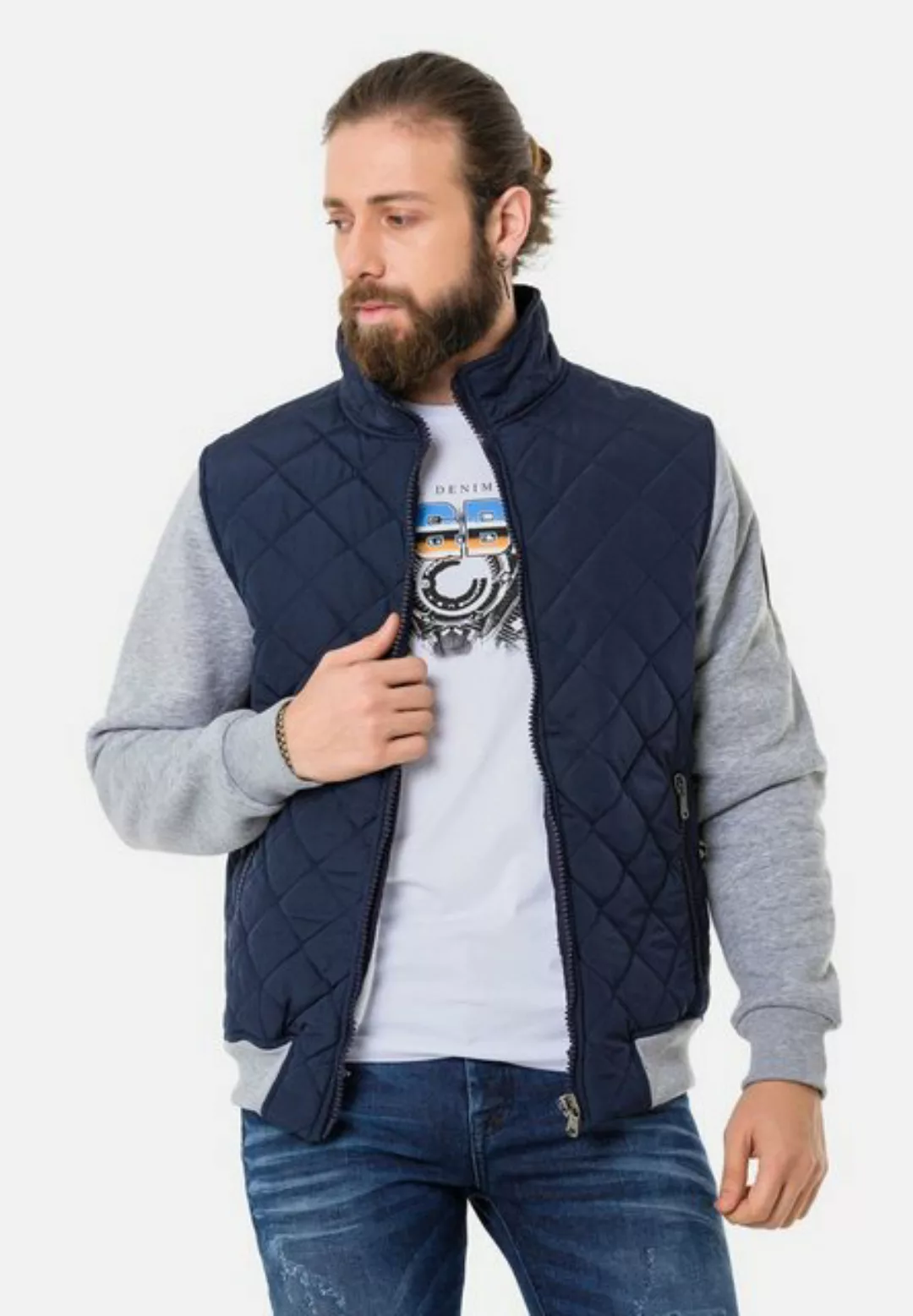 Cipo & Baxx Outdoorjacke mit Stepp-Design und Sweat-Ärmeln günstig online kaufen