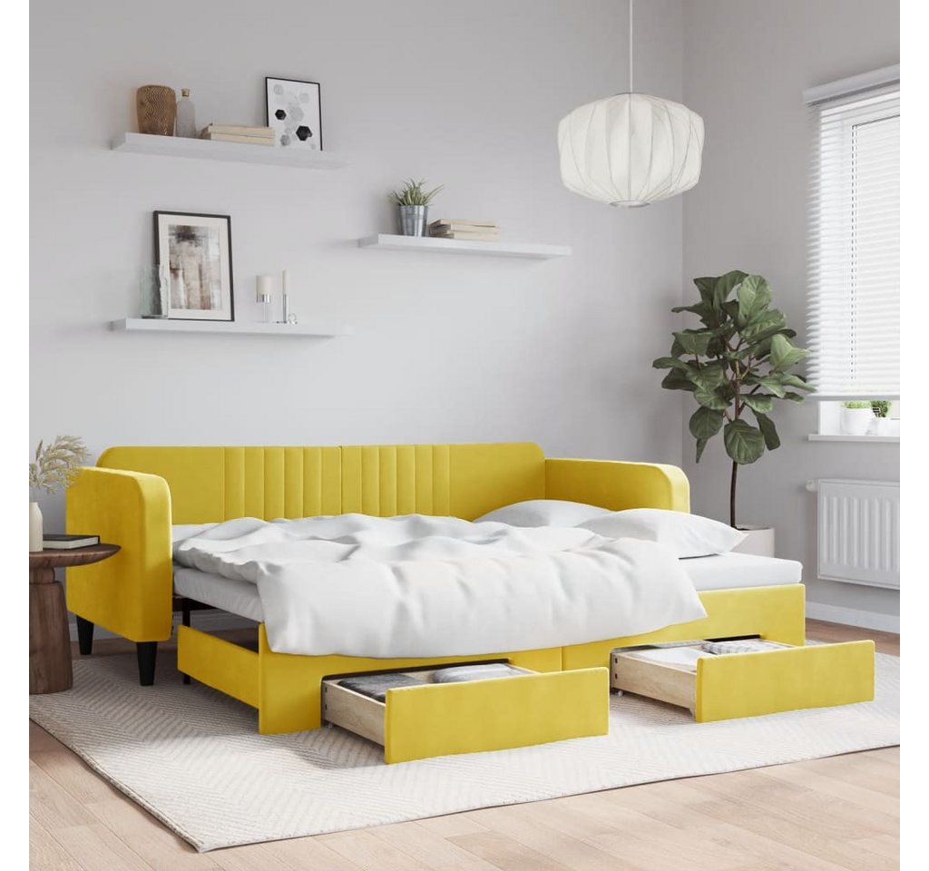 vidaXL Gästebett Gästebett Tagesbett Ausziehbar mit Schubladen Gelb 90x200 günstig online kaufen