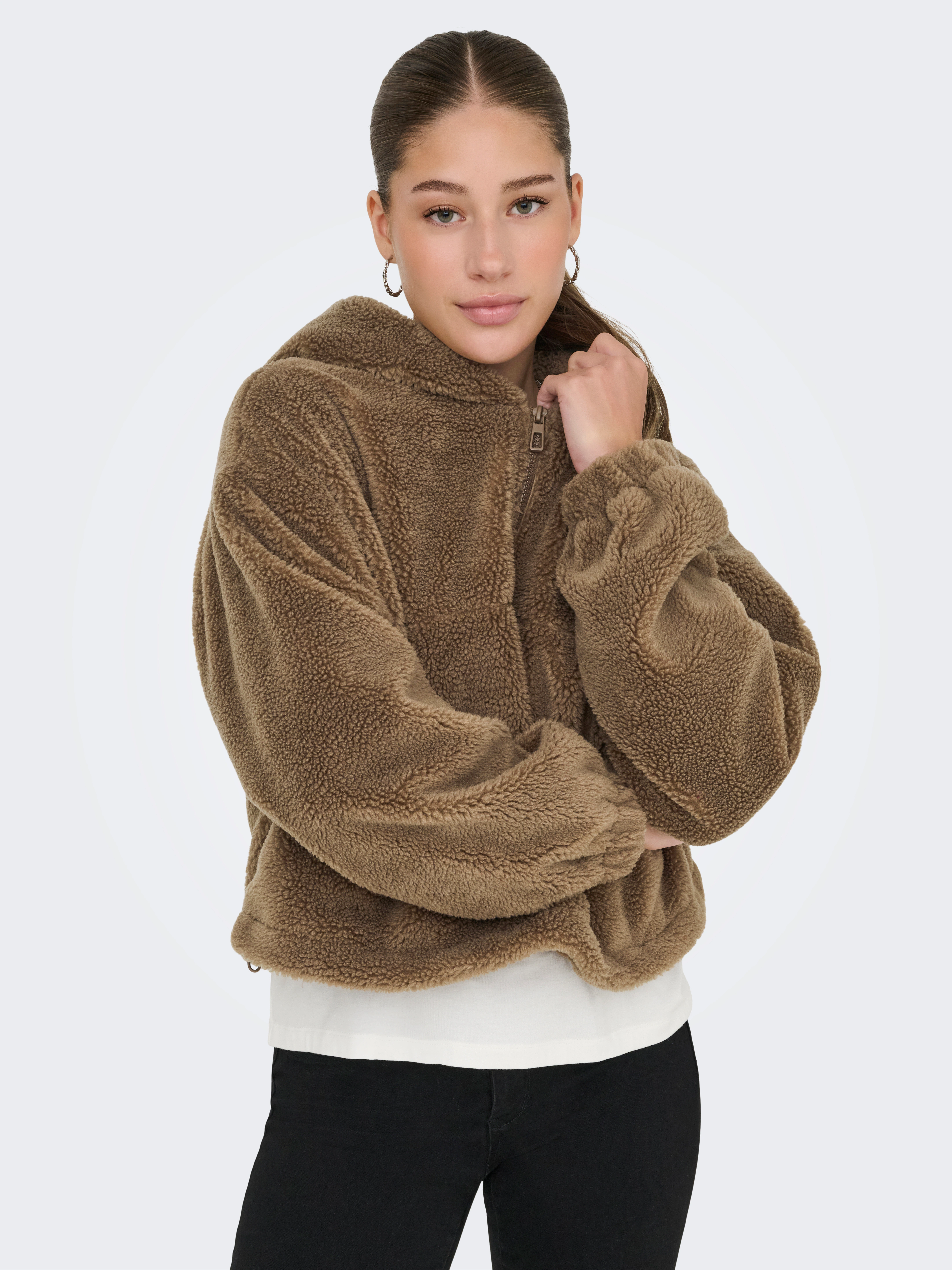 ONLY Fleecejacke "ONLSIENA TEDDY ANORAK LIFE CC OTW", mit Kapuze günstig online kaufen