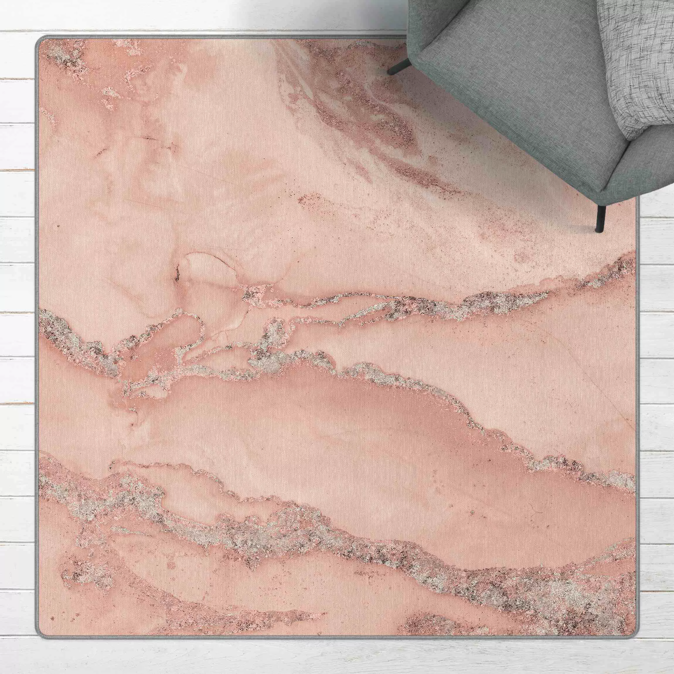 Teppich Farbexperimente Marmor Rose und Glitzer günstig online kaufen