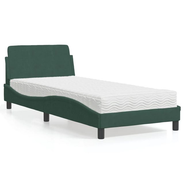 vidaXL Bett Bett mit Matratze Dunkelgrün 80x200 cm Samt günstig online kaufen