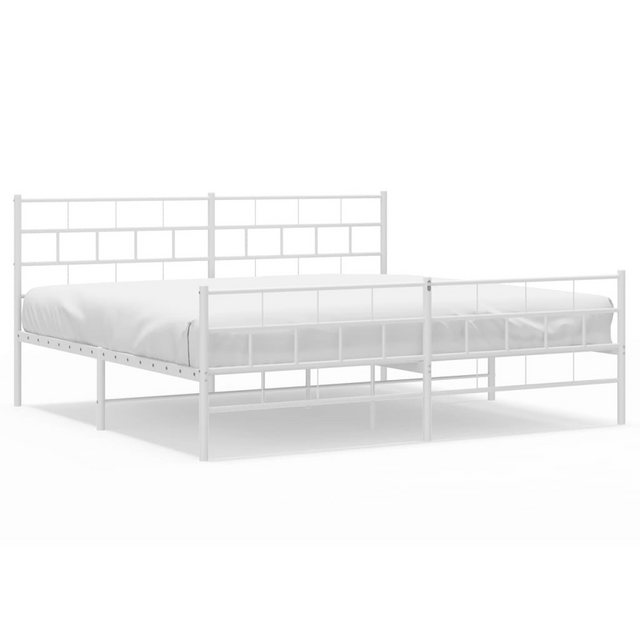 vidaXL Bettgestell, Bettrahmen mit Kopf- und Fußteil Metall Weiß 193x203 cm günstig online kaufen