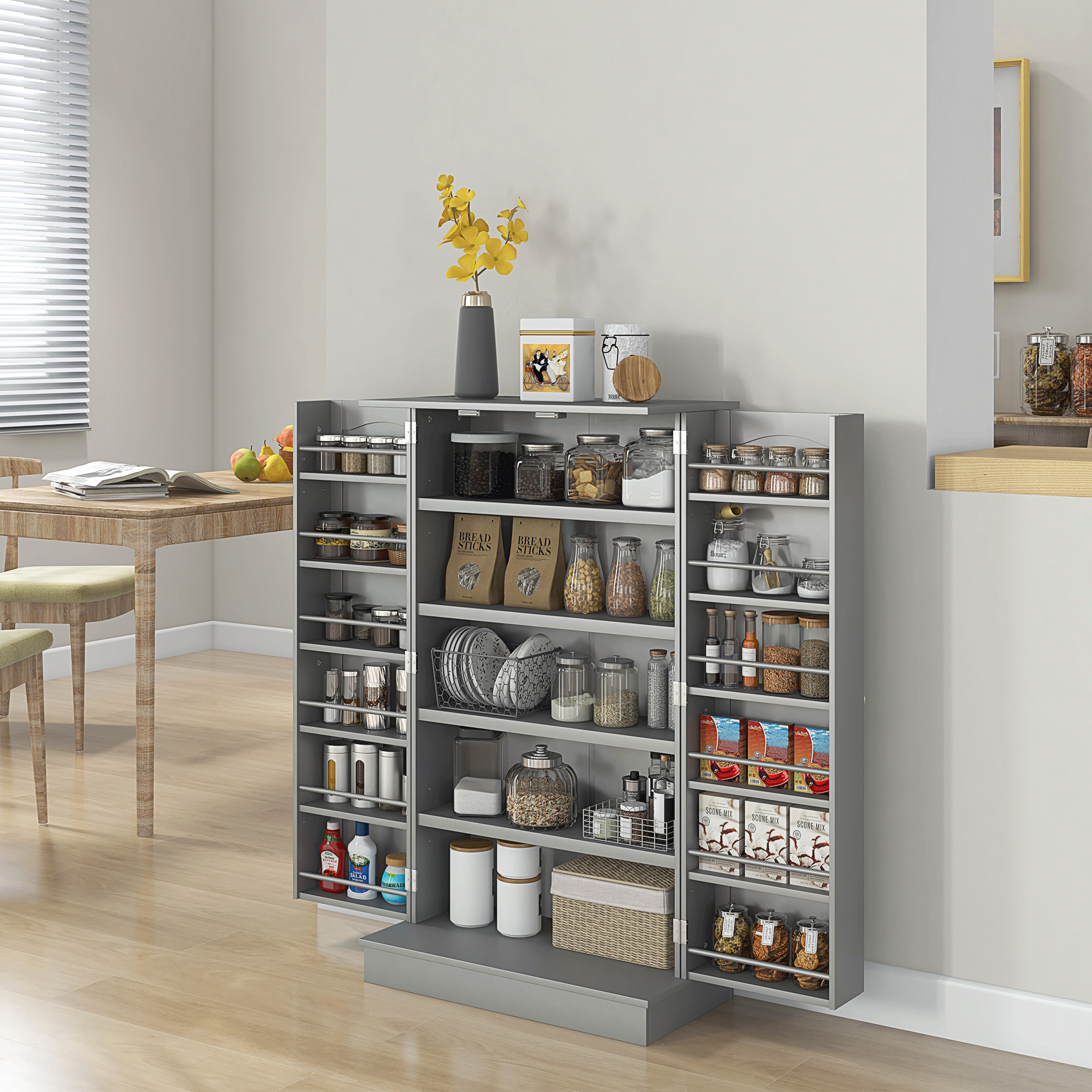 HOMCOM Küchenschrank Buffet Küchenmöbel Vitrine Aufbewahrung moderne mit Sc günstig online kaufen