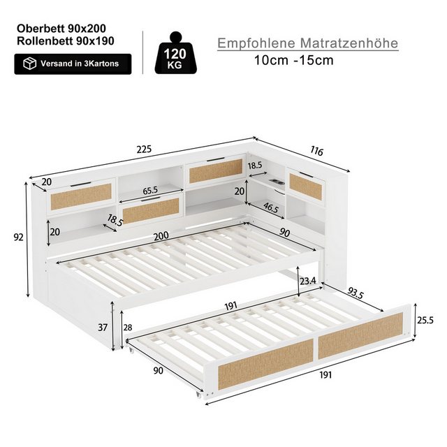 HAUSS SPOLE Schlafsofa 90x200 mit Ausziehbett, vielen Staufächern und Ladea günstig online kaufen