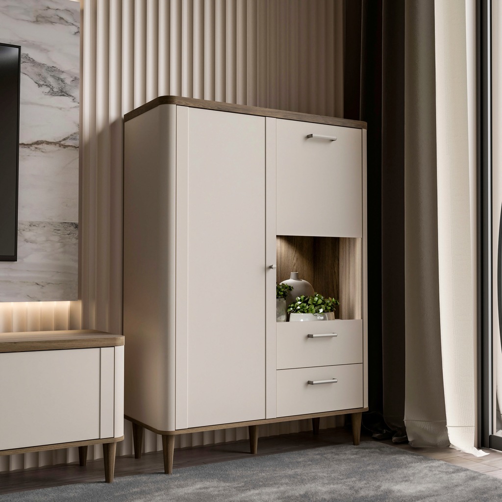 FORTE Highboard, B/H/T 100,1/142,9/41,2 cm Echtholzfüße günstig online kaufen