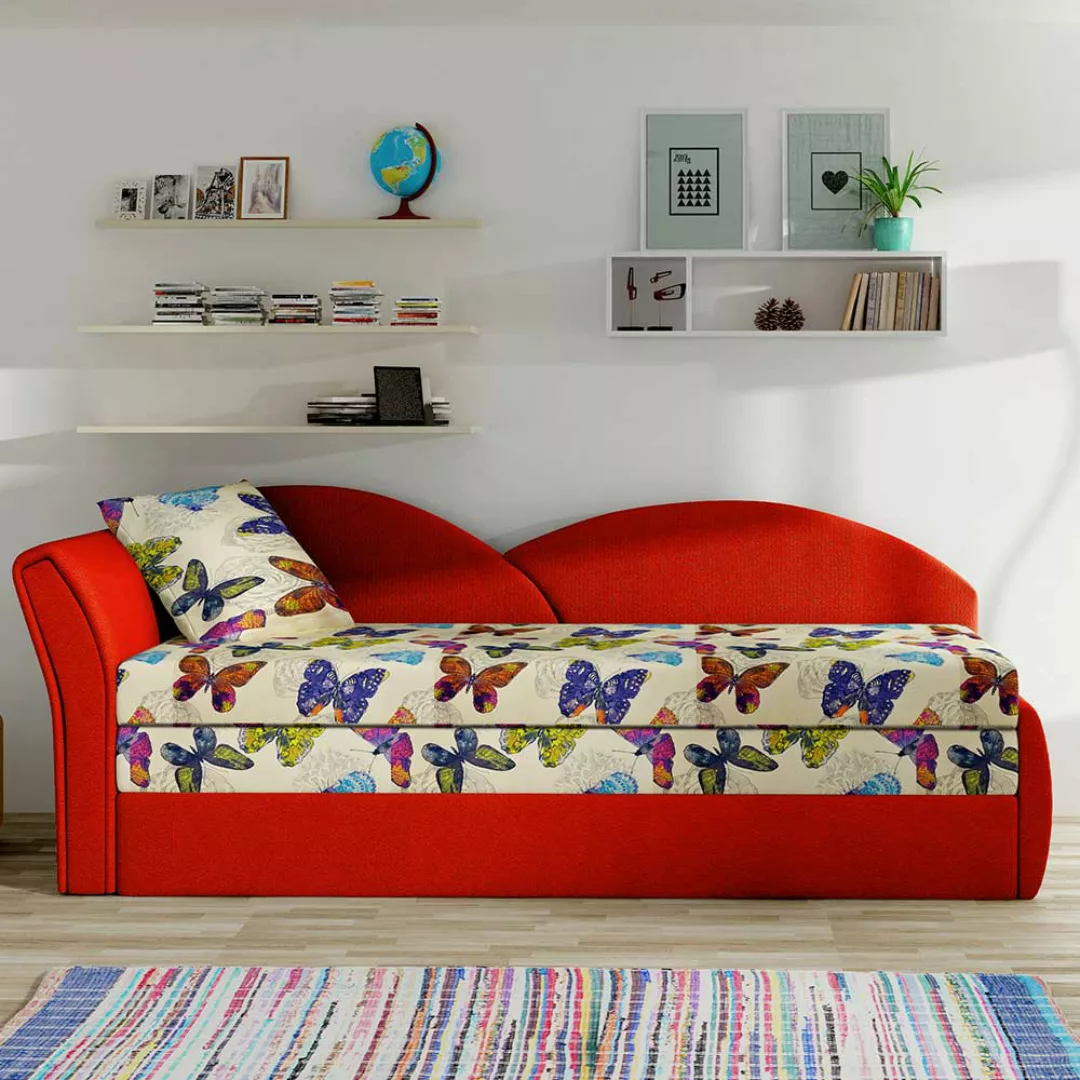 Schlafsofa Liegesofa in modernem Design mit Schmetterling Motiv günstig online kaufen