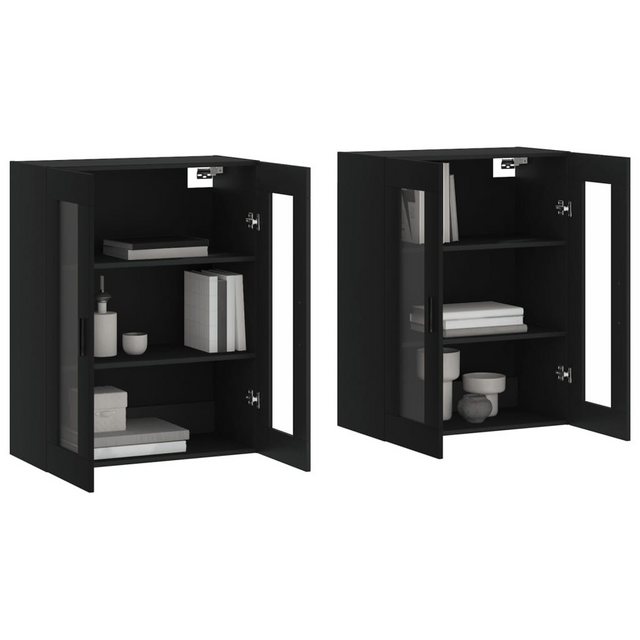 vidaXL Hängeschrank Wandschränke 2 Stk Schwarz Spanplatte Glas Vitrine Häng günstig online kaufen