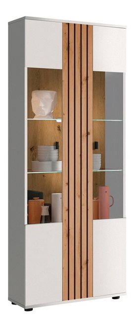 58 aufm Kessel Vitrine Jacklin 72x38x203 Hochvitrine Vitrinenschrank Weiss/ günstig online kaufen