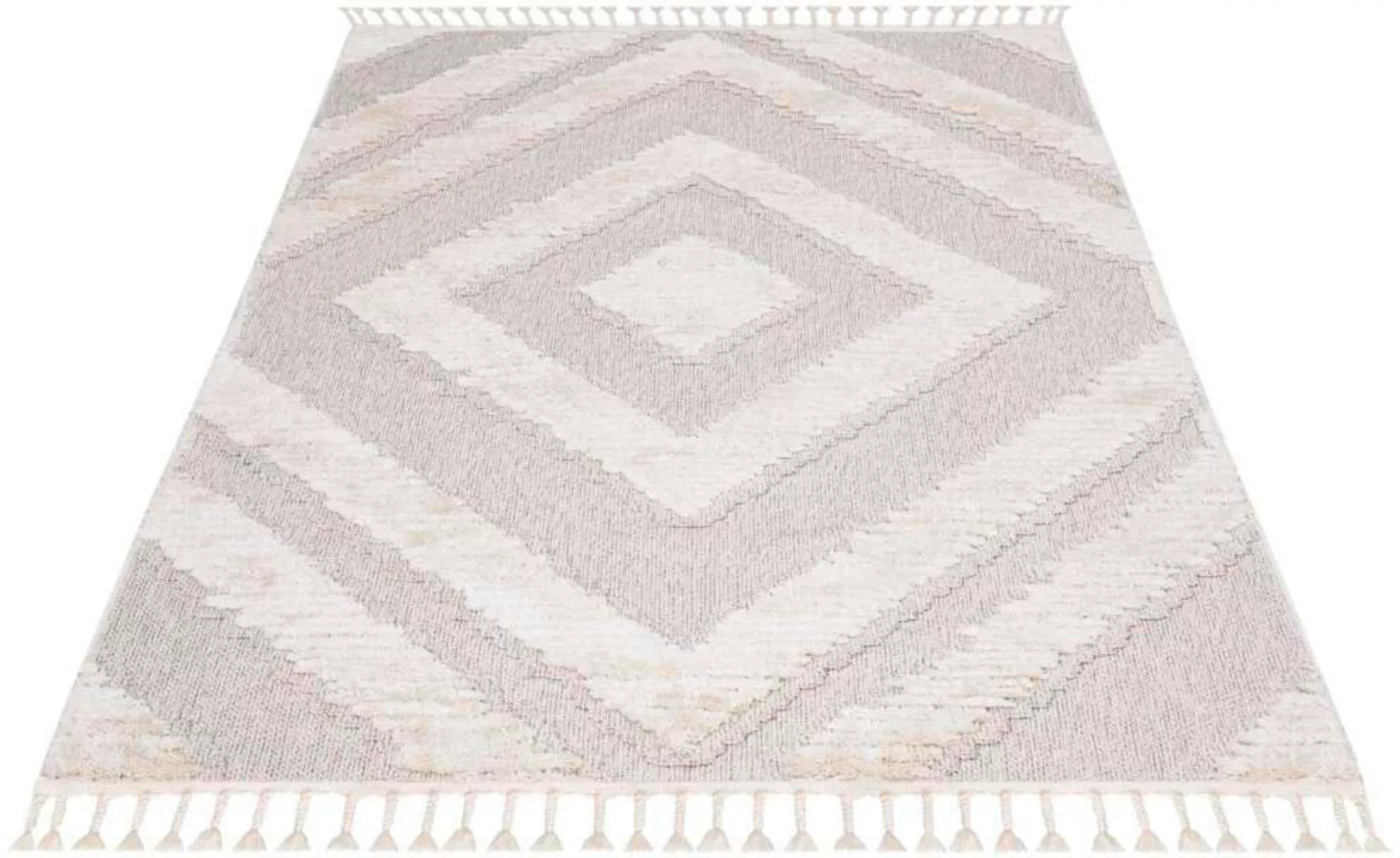 Carpet City Teppich »Valencia 813«, rechteckig, Boho-Stil, Raute-Muster, 3D günstig online kaufen