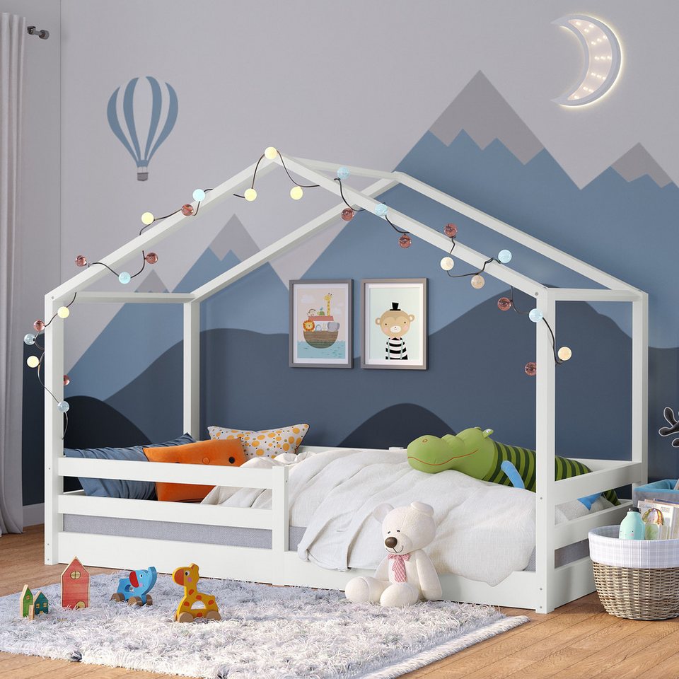 Bellabino Hausbett Abia (90x200 cm weiß), bodentiefes Kinderbett günstig online kaufen