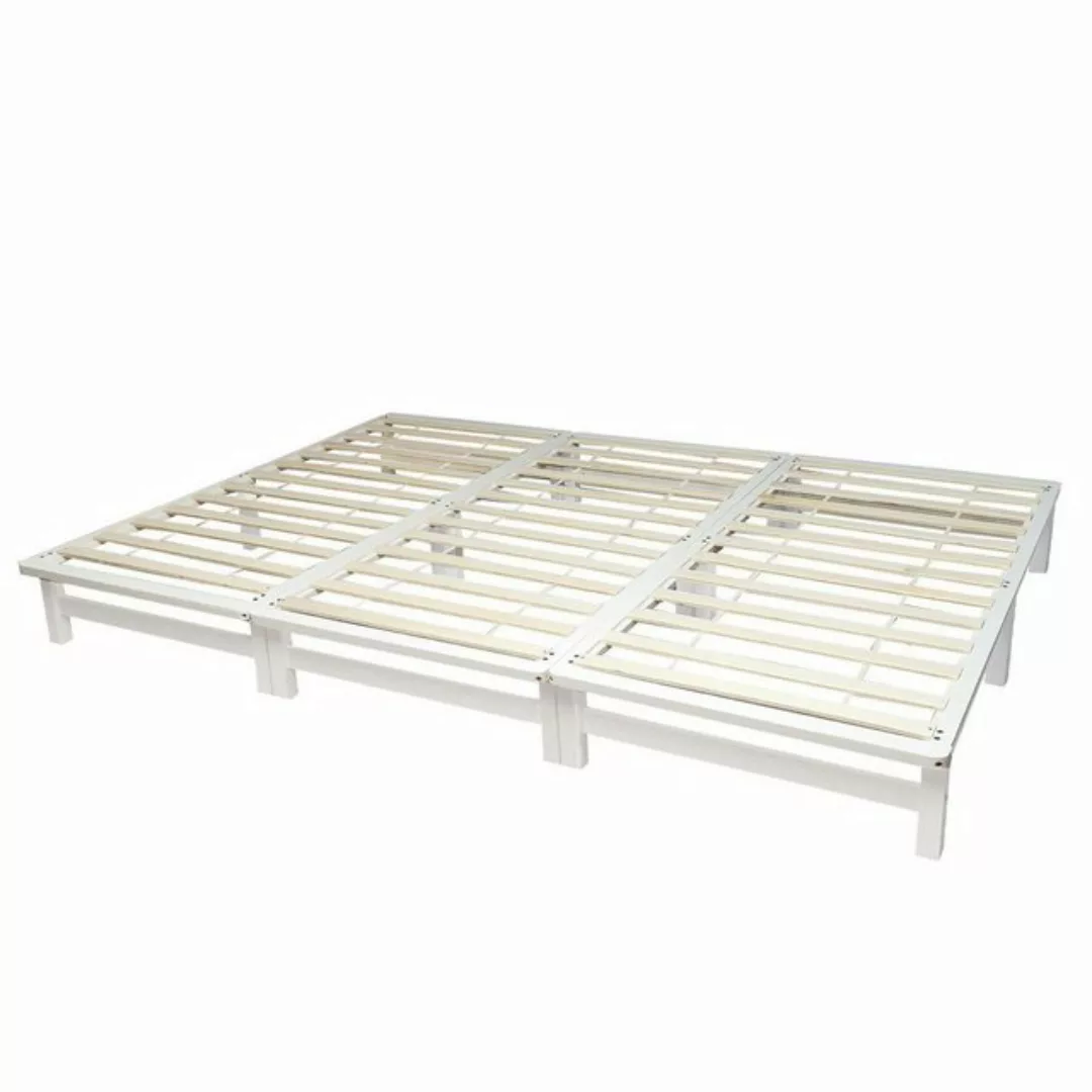 Homestyle4u Holzbett 200x270 Familienbett XXL Weiß Grau Natur Bettgestell, günstig online kaufen